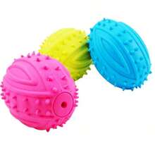 TPR Rugby Ball Dog Toy, Puppy Chew Squeaky Ball, Corgi & Medium Dog Pet Teething Chew Training Toy, Durable Realistic Barking Sound Fetch Toy