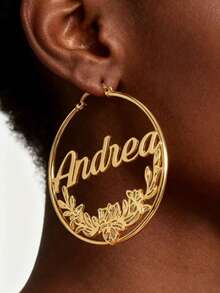 Customized Birthday Flower Earrings With Names, Personalized Name Ring Earrings, December Wreath Earrings, Mother's Gifts, Gifts For Girls Can Be Customized With Simple Daily Styles, Including Gift Boxes, Valentine's Day Gifts, Birthday Gifts, Mother's Day Gifts, Daily Gifts