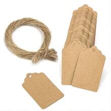 100pcs Blank Kraft Paper Gift Tags - Customizable Labels For Crafts And DIY Projects - Khaki - View 6