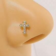1pc Hiphop Punk Style Simple Cross Stainless Steel Nose Ring, Suitable For Daily Wear And As Gift - Nose Stud - View 17
