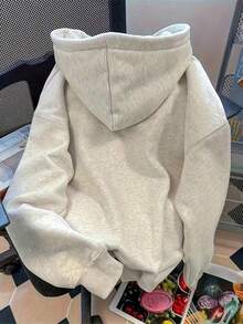 Sudadera con capucha y bolsillo estampado al frente Estrella hoodie mujer - Gris - Ver 2