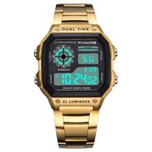 Men's Luxury Retro Alloy Watch LED Digital Sports Watch Waterproof Military Tactical Luminous Watch Backlight Wrist Watch - 黃色 - 查看 3