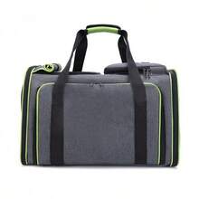 Foldable Cat Carrier, Portable Bag For Small Dogs, Cat Travel Bag For The Car, Expandable Pet Backpack With Large Capacity, Portable And Lightweight Cat Carrier, Pet Travel Essentials - 灰色+綠色 - 查看 5