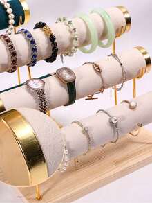 1 Piece Set Of White/Black/Beige/Pink/Green Solid Wood Velvet Gold Jewelry Rack Bracelet Display Rack Bracelet Display Rack Jewelry Display Rack