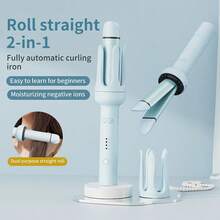 2-In-1 Auto Curler & Straightener - With Negative Ion Generator, Smart Timer, And Auto Shut-Off, -Free Curling And Straightening At Any Temperature