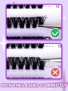 ELYCO 60 Clusters D Curl 3D Fluffy & Curly Lashes, 0.07mm 12-16mm Mixed, Handmade Cluster Lashes, Soft & Delicate Individual Cluster Curly Segmented DIY False Eyelashes, Long-Lasting Cartoon Lashes, Suitable For Party, Gift For Women & Girls