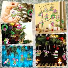 12pcs Christmas Wooden Ornaments, Lime Green Holiday Wood Slices Tags, Christmas Decorations, Affordable Christmas Items, Christmas Decor, Home Christmas Decor, Halloween Tree Decor, Christmas Tree Decor, Handmade Decorations, Rustic Christmas Decor, Hand-Painted Details, Wooden Tags, Party Planners, Holiday Enthusiasts