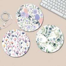 可爱花卉鼠标垫，适用于办公桌的圆形鼠标垫，小型迷你旅行鼠标垫，带防滑橡胶底座，直径 7.87 英寸，适用于工作、无线电脑、笔记本电脑、办公桌配件，单个 47 克 - 彩色 - 查看 3
