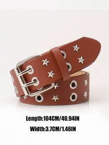 Cinturón de cintura con doble hebilla de remache con estrella vintage para niños y adolescentes, accesorio de ropa con hebilla de aguja fina de PU, cinturón de decoración de jeans de estilo callejero de alta gama para niña