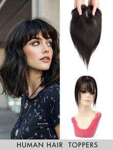Women's Real Human Hair Bangs Wig, Elegant Straight Hair, Gold Clip-In Hair Extensions, Seamless Wig, 360° 3D Upgraded, Middle Part Silk Base, High-Quality Real Human Hair Wig, Comfortable And Breathable, Suitable For Parties, Daily Wear, Halloween Costumes - Nhiều màu - Xem 26