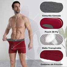 ¡RecomendadoBoxer Hombre 7 Piezas Calzones de Hombre Transpirable Bambú Rayón Ropa Interior Hombre con Pouch Boxers de Elasticidad¡Top de Temporada - 1 Negro/1 Gris Oscuro/1 Gris Claro/1 Azul Marino/1 Azul/1 Rojo/1 Amarillo - Ver 4