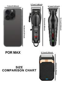 HIENA 1pc/3-In-1 Set Men's Hair Clipper For Man's Set - Professional USB Rechargeable Grooming Kit With Barber Clippers, Electric Shaver, Detail Trimmer, Ideal Father's Day Gift, Mini Hairdressing Tools For Men's, Valentine's Day Gift, Man's Gifts - Black - View 4