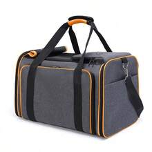 Foldable Cat Carrier, Portable Bag For Small Dogs, Cat Travel Bag For Car, Expandable Pet Backpack With Large Capacity, Portable And Lightweight Cat Carrier, Travel Supplies For Pets - Xám + cam - Xem 4