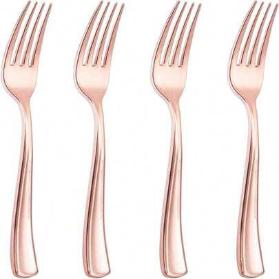 200 Pack Rose Gold  Forks - 7.4 Inch Heavy Duty Plastic - Rose Gold Silverware For Catering, Parties, Dinners, Weddings & Mother's Day,20342484