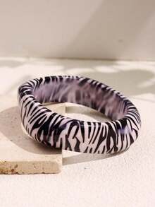1 pieza Brazalete grueso a rayas blanco y negro de estilo punk exagerado, brazalete a juego con estampado de leopardo de moda hip hop, joyería para mujer, adecuado para fiestas y vacaciones - multicolor - Ver 9