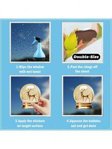 9pcs/Set Platinum Christmas Anti-Static Window Decals, Mall Storefront Glass Decor, Bathroom - Multicolor - View 8