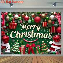 1 pièce Fond de fête de Noël - Conception d'arbre d'hiver et de boîte-cadeau, convient pour les fêtes de vacances, le Nouvel An, les anniversaires et la décoration de photomaton