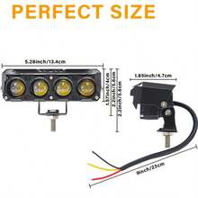 1 Piece - LED Mini Motorcycle Light LED Light Set White And Yellow High Brightness Light, Long Battery Life, Low Energy Consumption, Suitable For Motorcycles, Electric Motorcycles, Cars, Boats Auxiliary Lights, Hard Wired 12-24V, No Battery - Motorcycle Lights - 4 LEDs - View 4