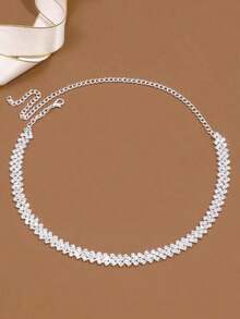 1pc Luxury Water Drop Rhinestone Claw Chain Soldered Rhinestone Necklace For Women, Perfect For Wedding, Engagement, Evening Party