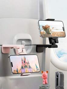 3/2/1 pieza Soporte de teléfono para vuelo, soporte de viaje portátil plegable y ajustable con rotación de 360° para escritorio, asiento de tren, maletero, gabinete de cocina compatible - Construcción de plástico duradero, gancho de teléfono portátil plegable, soporte universal de teléfono para celulares, viaje, hogar, oficina.