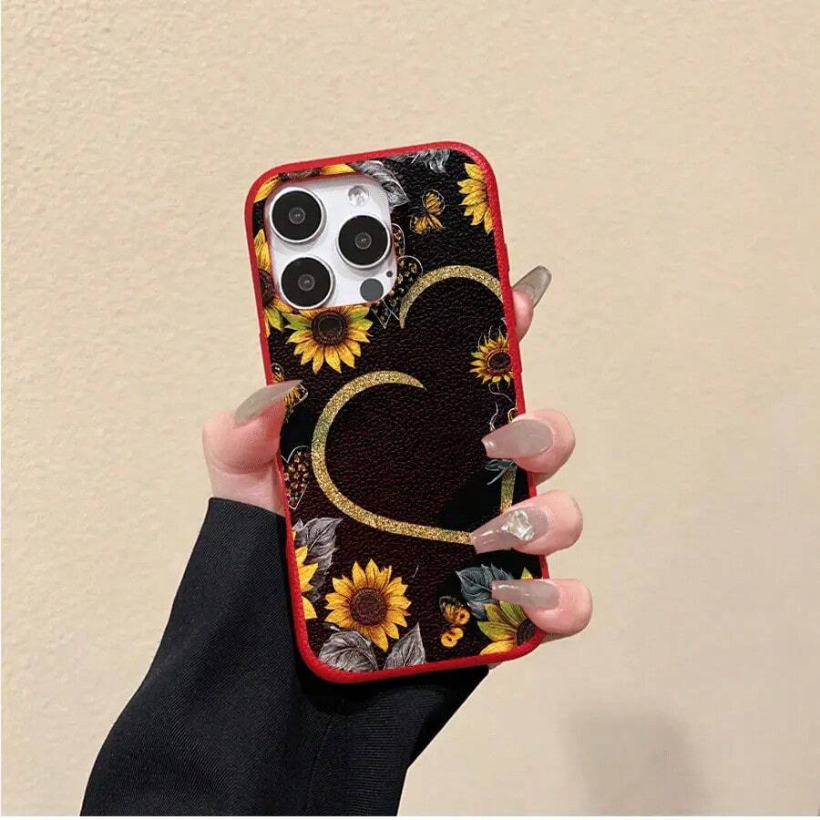 El hermoso diseño de crisantemo en este teléfono presenta una textura de lichi y es compatible con los modelos 16 Pro, 16, 15 Pro, 14, 14 Plus, 13, 13 Pro, 12 Pro y 12 Pro, es un teléfono de regalo de cumpleaños duradero y resistente a huellas dactilares - carmesí - Ver 1