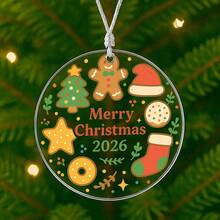 1PC Custom Personalized Christmas Ornament With Gingerbread Man, Tree, Santa Hat, Star And Holiday Cookie Design, Add Custom Year Or Text For Unique Keepsake, Perfect Gift For Friends, Couples Or Family, Ideal Decoration For Tree, Fireplace And Festive Celebrations