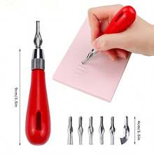 雕刻工具实用初学者DIY便携式油毡刀美术用品人体工学雕刻多功能 - 紅色 - 查看 1