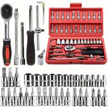 46-Piece Tool Set, Portable Storage Box, Car Repair Set, Combination Hardware Tools, Manual Machine Repair Set, Ratchet Wrench Set, Multi-Layer Iron Box, Multi-Functional Home Car Storage Portable Tool Box High-Quality Tool Set - Multicolor - View 14