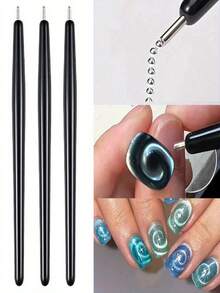 3pcs / 1PC Professional Nail Magnetic Pen - With Magnetic Base And Smooth Tip, Suitable For French Fingertip, Water Ripple And Round Designs - Salon/Home Pedicure/Manicurist Tool - Easy-To-Clean Decorative Stick, Fashionable Design, Durable Material, Essential Beauty Accessory, Nail Accessory, Nail Polish Correction Pen - Multicolor - View 13