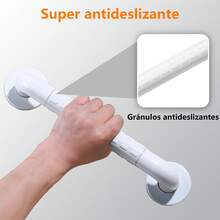 ANTSAY Barra de Seguridad para Baño 2 Piezas,30CM Pasamanos para Baño con Silicona Antideslizante,12 pulgadas Agarraderas para Baño con Círculo luminoso de Visión Nocturna para Baño y Escalera - Blanco - Ver 2