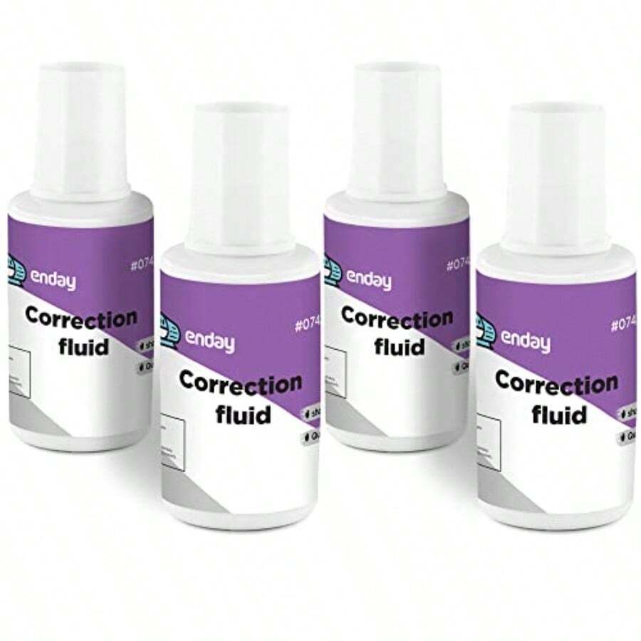 Liquid Correction Fluid Pack Of 4 White Fluid.7 Fl. Oz. 20 Ml Multi-Purpose Smooth Corrector For School Office And Home By Enday - trắng - Xem 1