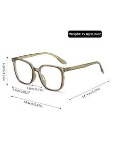 1 pieza Gafas clásicas de moda para hombres sin receta, con marco cuadrado grande y remaches decorativos, que favorecen el rostro, adecuadas para estudiantes, trabajo diario, look sin maquillaje, versátiles