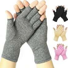 1 pereche de mănuși neutre pentru bărbați și femei, mănuși cu degete expuse multicolore, mănuși tricotate elastice calde, sindrom de tunel carpian, artrită reumatoidă, tendinită, mănuși de compresie avansate violet deschis, foarte potrivite pentru utilizare zilnică, tastare, muncă