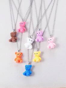 Uroczy naszyjnik z wisiorkiem w kształcie misia z kreskówki, kreatywna biżuteria dla studentów, naszyjnik w stylu hip-hopowym.