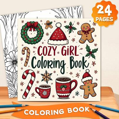 GDTME 可爱女孩：趣味可爱成人涂色书 - 24页，涂色减压：涂色爱好者的完美礼物（温馨涂色空间），圣诞节、万圣节和生日的理想之选