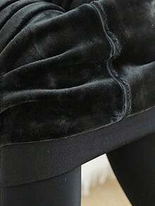 300g Thick Seamless Women's Thermal Leggings, Comfortable Elastic Warm Tights Winter - Black 2 - 查看 10