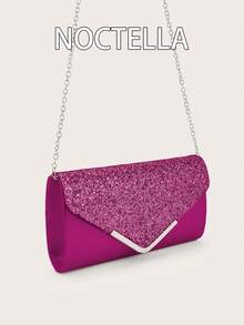 Noctella Bolso de embrague elegante y exquisito, bolso de hombro con decoración de lentejuelas elegante color rojo rosa, bolso sobre, bolso de noche para mujer, adecuado para fiestas, bodas, cenas y banquetes de mujeres. Muy adecuado para fiestas, bodas, bailes, cenas y banquetes. Es el mejor regalo para mujeres.