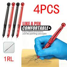 4件套/1件纹身工具，手针纹身笔，纹身用品，手绣笔架，无需电源，耐磨防褪色仿纹身机设计，适合初学者、纹身师以及家庭或工作室使用 - 彩色 - 查看 9