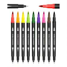 9-Color Food Coloring Pens, Double-Ended Design With Thick And Thin Tips, Suitable For Cookie Decorating, Fondant, Icing, Painting, Baking, And More - Multicolor - View 2