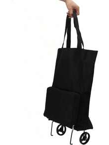 Carrito de Compras Plegable con Ruedas, Bolsa de Compras Plegable con Ruedas, Carrito de Supermercado Plegable, Bolsa de Carrito Reutilizable para Viajar (Verde) (Negro) - 1 - Ver 1