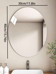 1 套圆形和椭圆形自粘式非玻璃镜面墙贴，大型亚克力透明镜面圆盘，用于浴室、卧室、门、梳妆台、墙壁装饰的装饰圆形镜子 - 銀色 - 查看 11