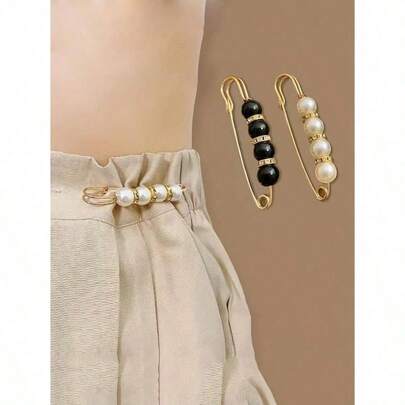2 Piezas Broche De Cintura Con Decoración De Perlas Falsas, Para Verano, Escuela, Otoño, Halloween