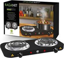 Raganet, Parrilla Electrica de 2 Quemadores, Estufa Plegable de 2000 Watts, Calentamiento Uniforme, Proteccion de Sobrecalentamiento y Termostato Automatico (negro) - negro - Ver 8