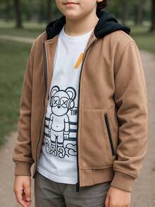 Sudadera para niño con Capucha y Cierre Frontal Tandera - Café integral - Ver 1