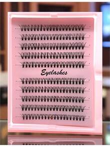 PINK KEY Kit de Pestañas De 0.12mm De 30D de Hada Pestañas Naturales Banda Invisible 200 pzs Pestañas Manga Individuales con Kit de Extensión de Pestañas Fácil de Remover - Negro - Ver 4