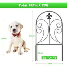 Decorative Garden Fence 19 Pack, 24in(H) X 20ft(L) Animal Barrier Fence, Rustproof Metal Fencing For Yard, Dog Rabbits Wire Section Garden Edging Border For Yard Patio Garden, Arched - màu đen - Xem 5