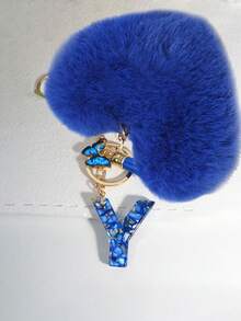 Chaveiro com Letra de A a Z, Chaveiro de Resina com Coração Azul e Bola de Pelúcia Azul, Design de Coração, Pingente de Corrente, Decoração Pendente para Mochila, Decoração Pendente para Carro, Presente para Mulheres e Meninas, Presente do Dia dos Namorados, Pingente de Bolsa, Natal, Presente de Festa de Halloween, Leve e Durável - Ideal para Mulheres e Meninas, Transporte, Estudo, Férias, Piquenique, Camping, Atividades na Praia - Presente Perfeito para Dia das Mães, Amizade, Aniversário - Multicolorido - Visão 8