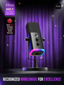 Gaming USB/XLR Microphone For Podcast, Dynamic Mic With Controllable RGB, Touch Mute, Headphone Jack, Desktop Stand, Vocal Mic For Singing Gaming Streaming Podcasting-FIFINE AM8 - Black - View 3