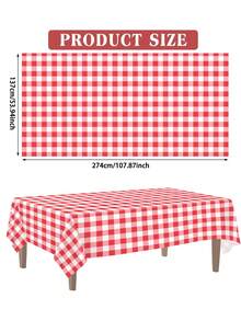Red Gingham Tablecloth, 54 X 108 Inches Red And White Checkered Tablecloths Plastic Table Cloth Disposable Picnic Tablecovers For Rectangle Table,Christmas Party Supplies (Red, Black, Pink, Blue) - Multicolor - View 2