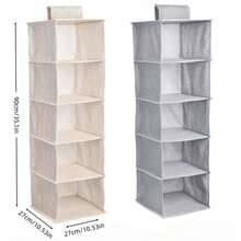 3/4/5 Tier Hanging Closet Organizer Rack, Space Saving, Foldable - Grey - View 4